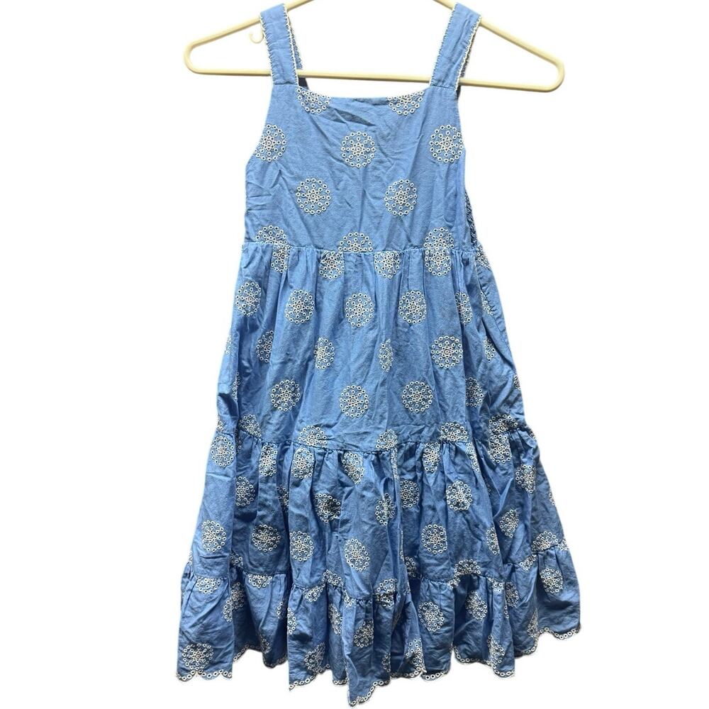 Girl’s Mini Boden Size 9-10 Light Blue and White 100% Cotton Dress